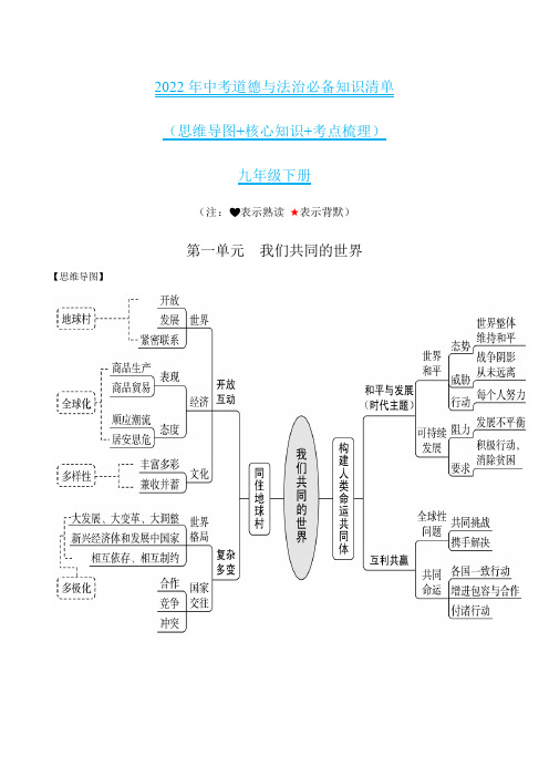 九年级下册(全)-中考道德与法治必备知识清单(部编版)