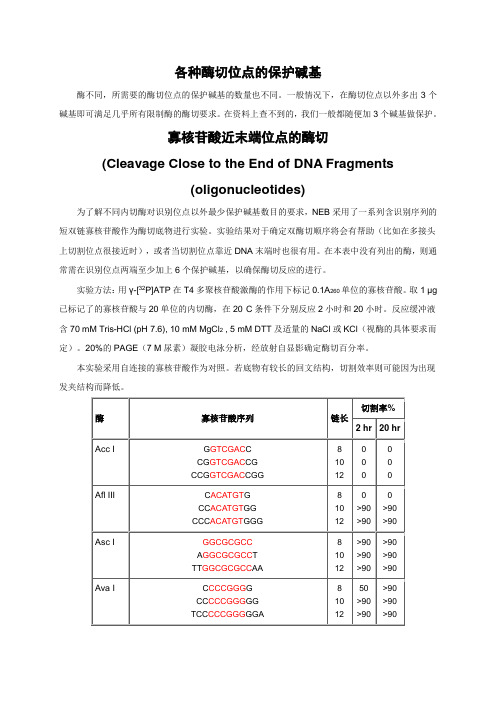 各种酶切位点的保护碱基(引物设计必看)