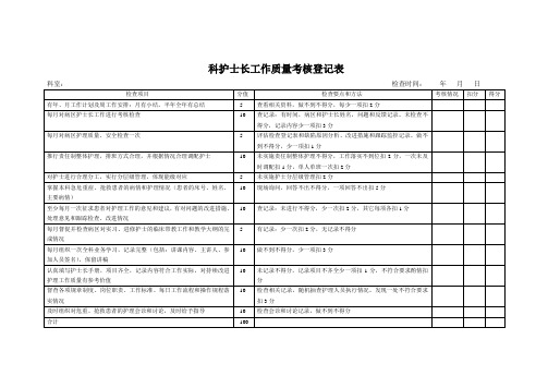 科护士长工作质量考核登记表