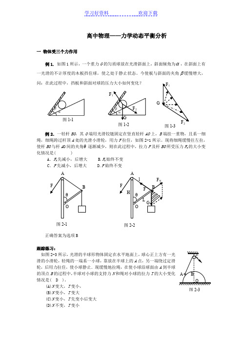 高中物理力学——动态平衡问题处理方法