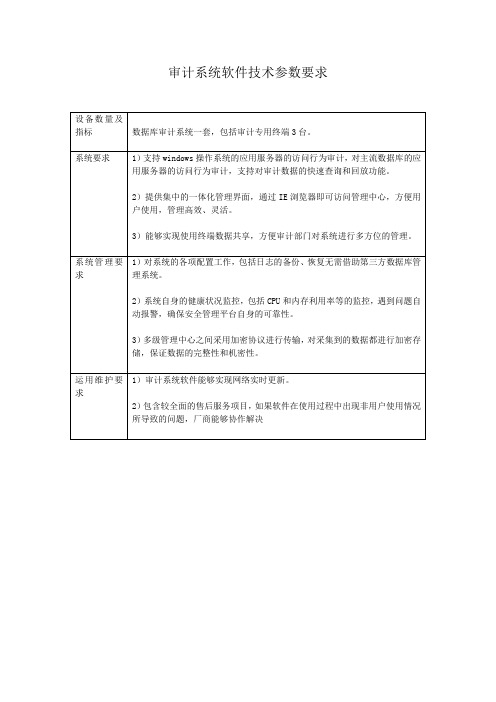 审计系统软件技术参数要求