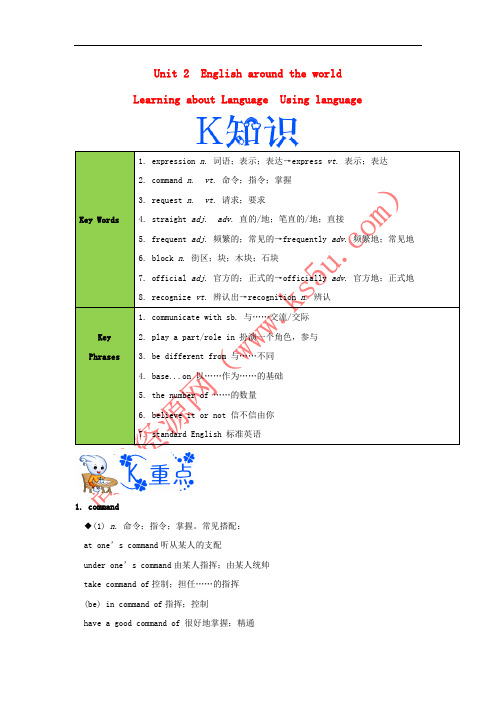 2017-2018学年高中英语 专题Unit 2 English around the world