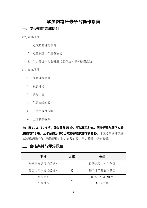 学员网络研修平台操作指南