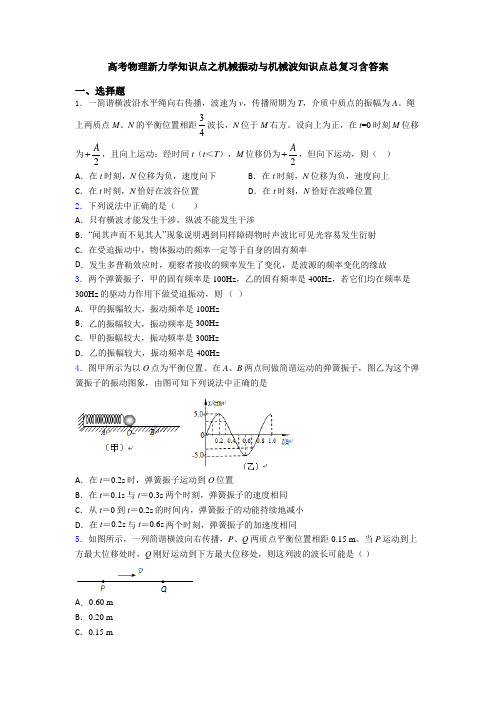 高考物理新力学知识点之机械振动与机械波知识点总复习含答案