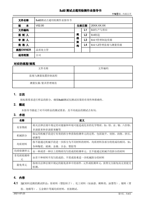 RoHS测试点通用检测作业指导书[模板]