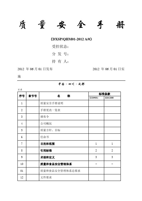 精选质量食品安全管理手册