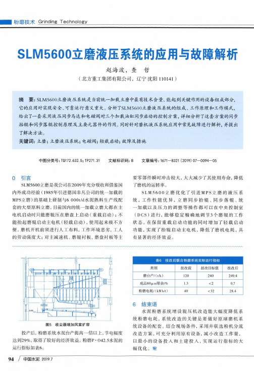 SLM5600立磨液压系统的应用与故障解析