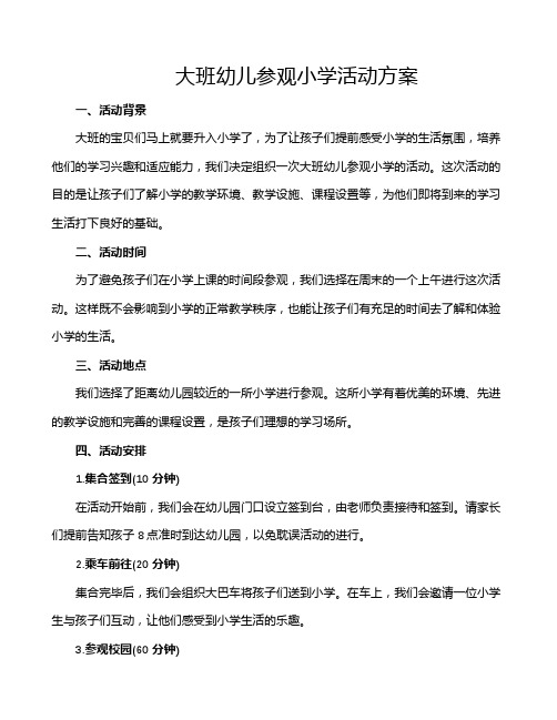 大班幼儿参观小学活动方案