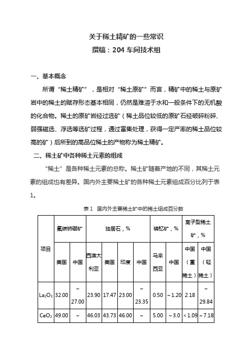 关于稀土精矿的基本常识