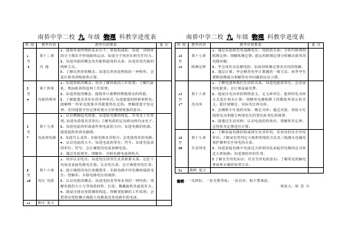 九年物理进度表