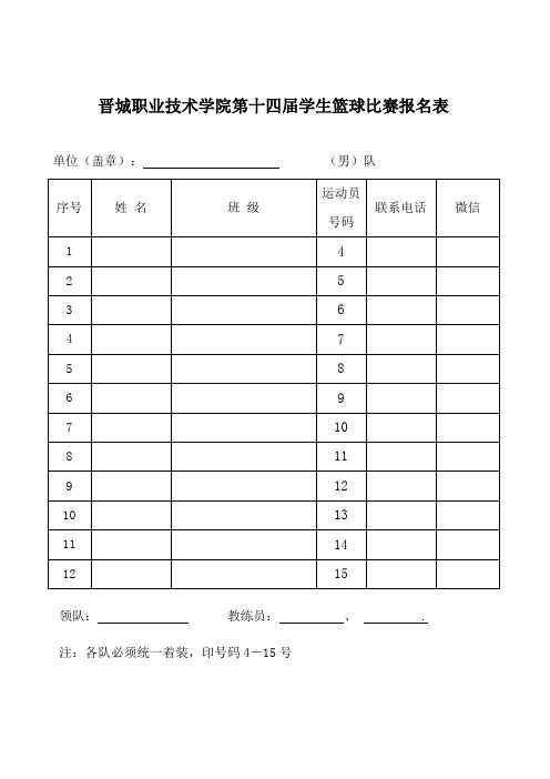 报名表,一览表、保险表