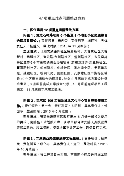 47项重点难点问题整改方案