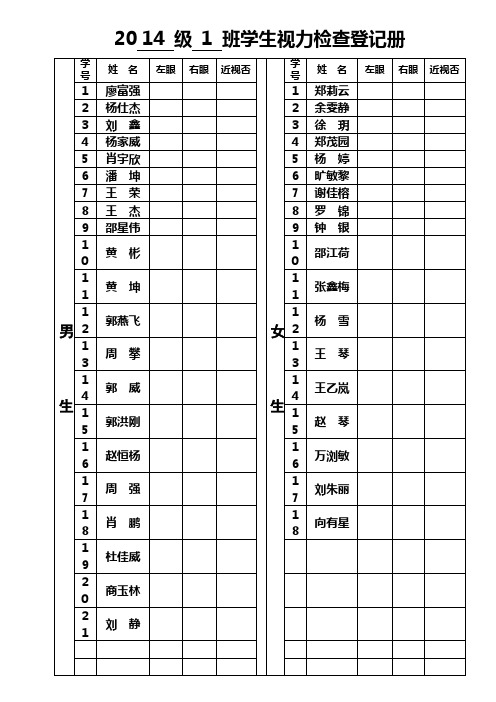 学生视力检查登记册(11年11月)