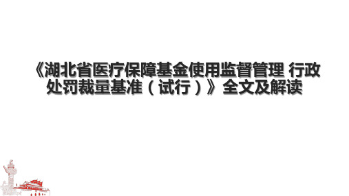 《湖北省医疗保障基金使用监督管理 行政处罚裁量基准(试行)》全文及解读