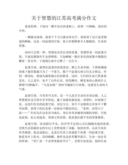 关于智慧的江苏高考满分作文