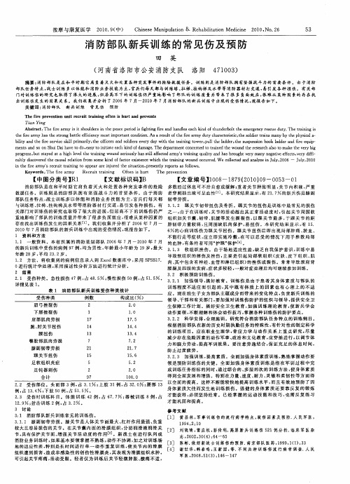 消防部队新兵训练的常见伤及预防