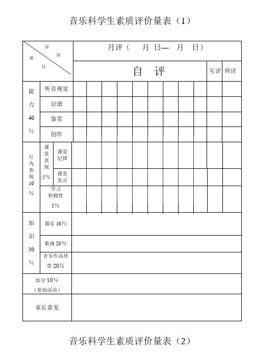 学科评估表