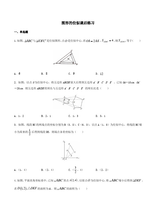北师大版九年级数学上册第四章图形的相似第八节图形的位似课后练习