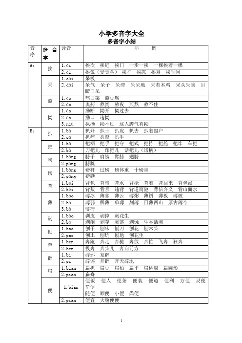 小学多音字大全