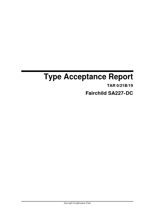 FAIRCHILD SA227-DC Type Acceptance Report TAR 0 21