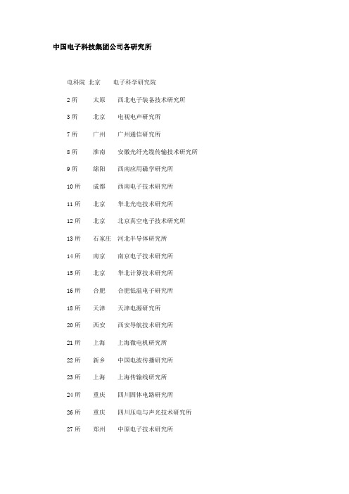 中国电子科技集团公司各研究所