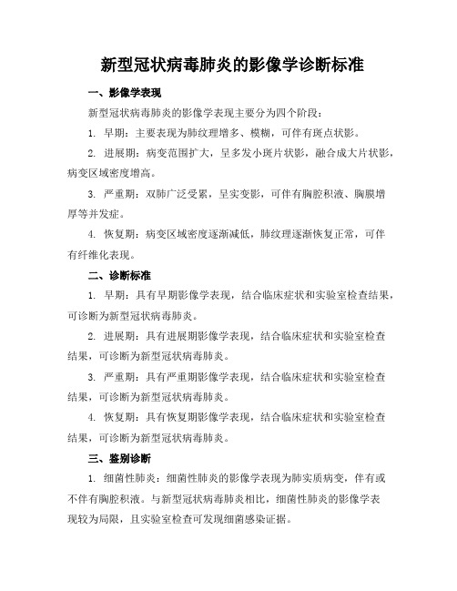 新型冠状病毒肺炎的影像学诊断标准