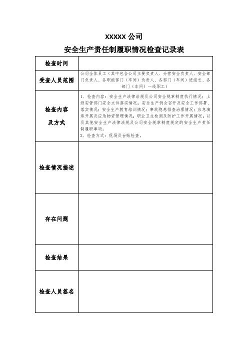 安全生产责任制履职情况检查记录表