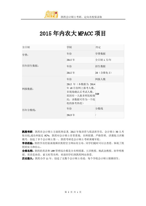 2015年内农大MPACC项目