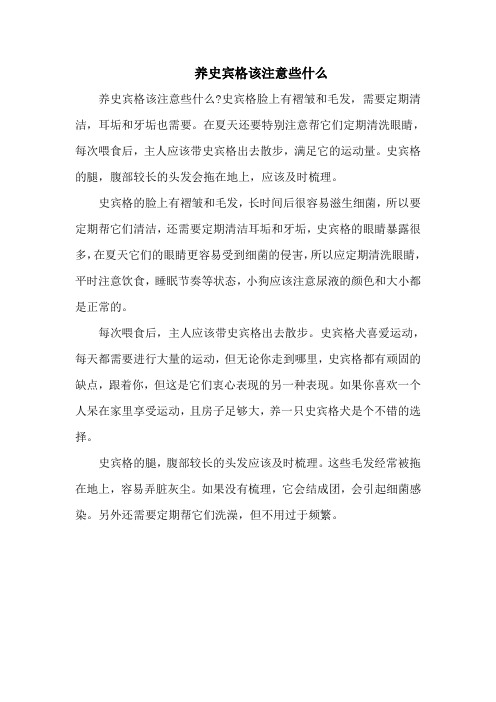 养史宾格该注意些什么