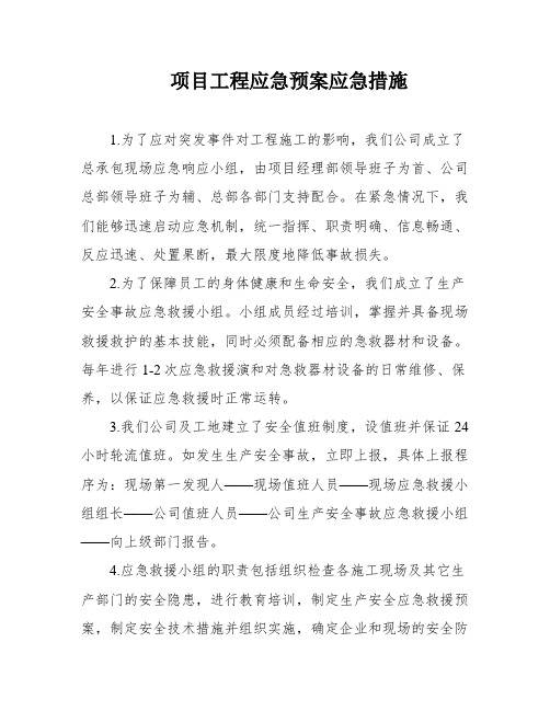 项目工程应急预案应急措施