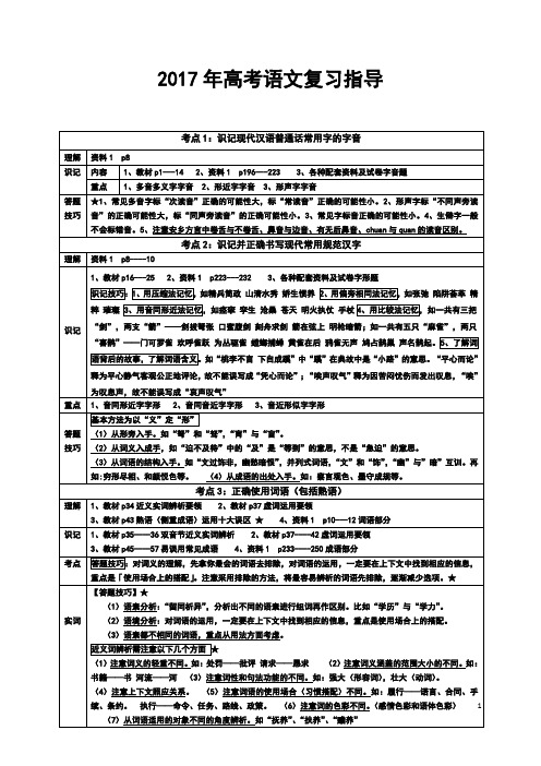 2017年高考语文复习指导