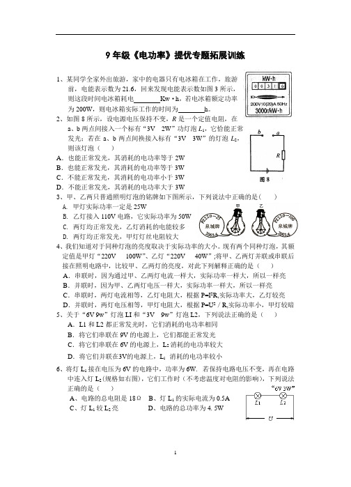 《电功率》提优专题拓展训练