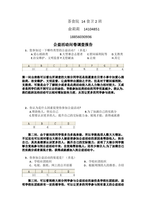 公益活动问卷调查