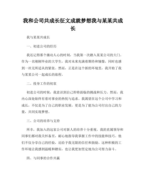 我和公司共成长征文成就梦想我与某某共成长