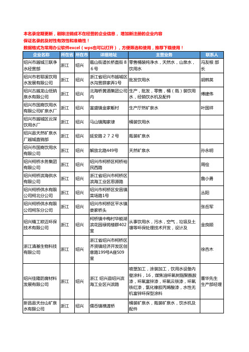 2020新版浙江省绍兴饮用水工商企业公司名录名单黄页联系方式大全48家