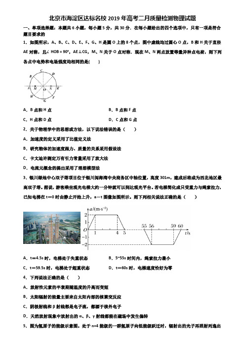 北京市海淀区达标名校2019年高考二月质量检测物理试题含解析