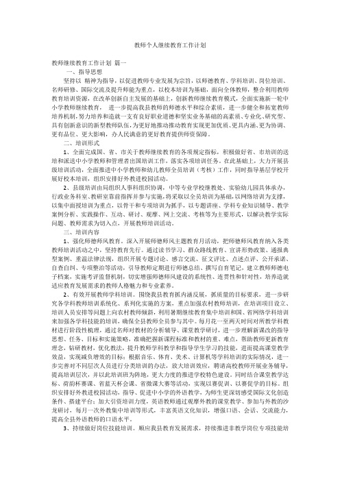 教师个人继续教育工作计划