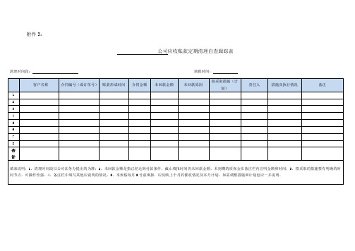 公司应收账款定期清理自查跟踪表