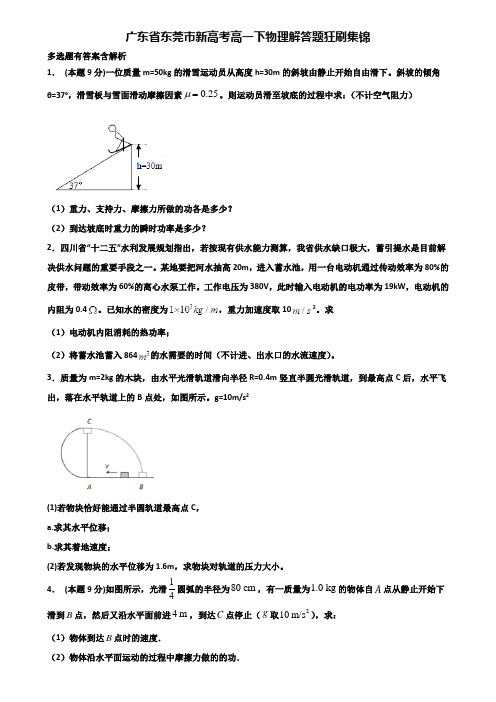 广东省东莞市新高考高一下物理解答题狂刷集锦含解析