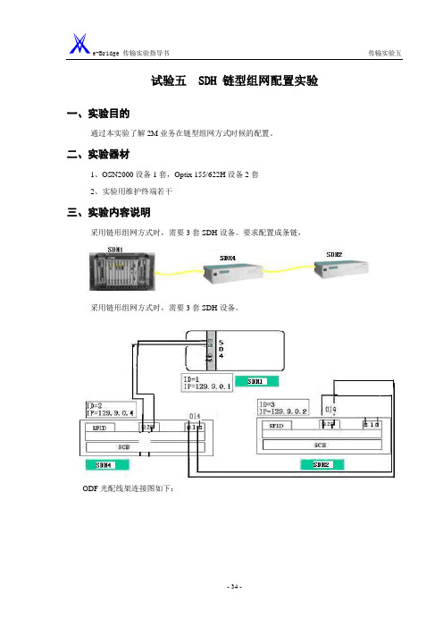 5试验五、SDH 链型组网配置实验