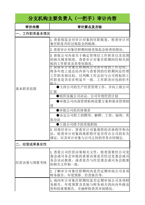 保险公司分支机构高级管理人员经济责任审计操作手册(一把手、负责销售、运营、客服的高级管理人员)