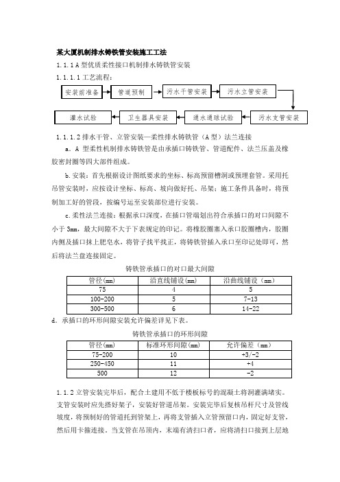 某大厦机制排水铸铁管安装施工工法