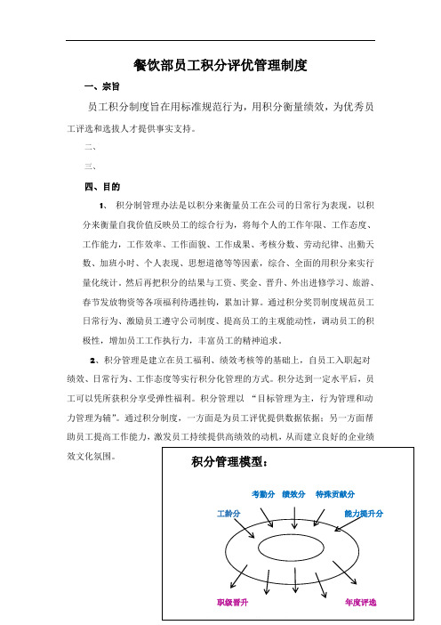 最新餐饮部员工积分评优管理制度2017全套方案