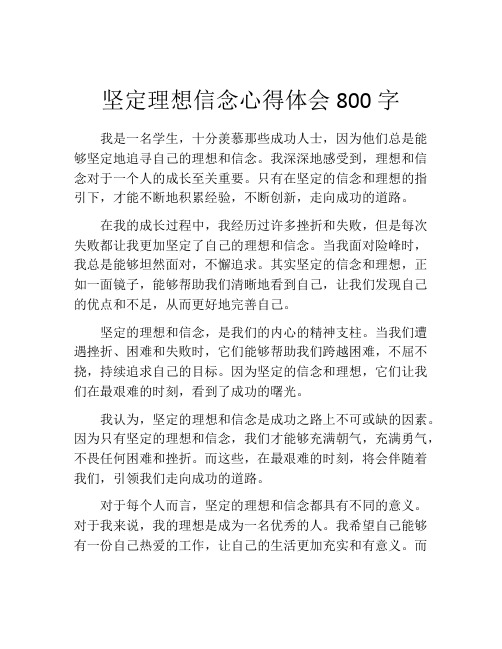 坚定理想信念心得体会800字