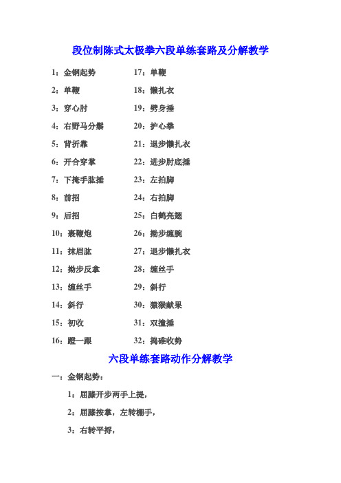 段位制陈式太极拳四五六段单练套路及分解教学