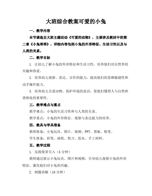 大班综合教案可爱的小兔