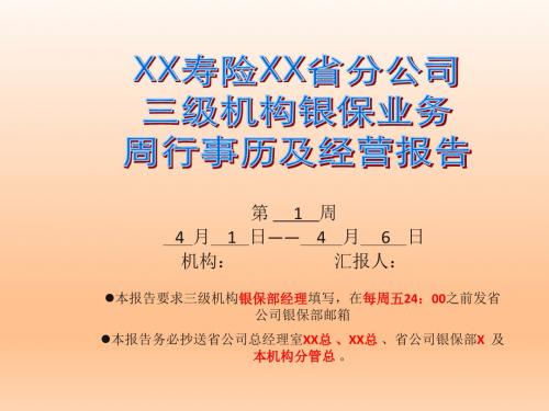 三级机构银保业务周行事历及经营报告12页