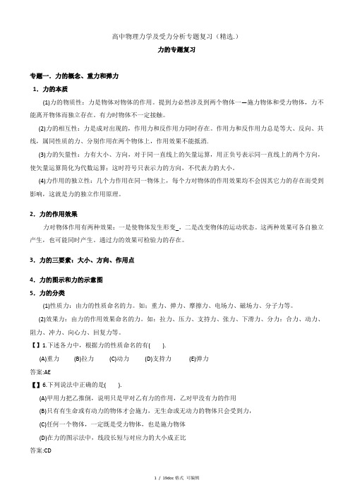 高中物理力学及受力分析专题复习(精选.)