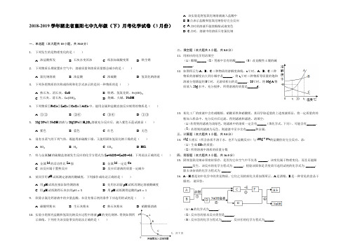 2018-2019学年湖北省襄阳七中九年级(下)月考化学试卷(3月份)-解析版