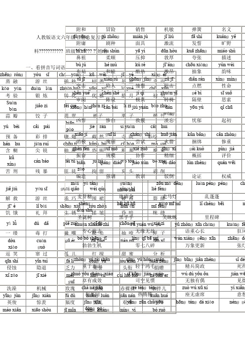 人教版语文六年级下册总复习资料